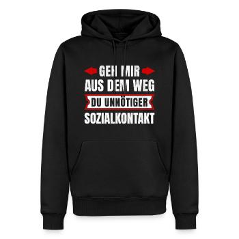 GEH MIR AUS DEM WEG DU UNNÖTIGER SOZIALKONTAKT - Männer Premium Bio Hoodie - Schwarz - Vorne - Nico (187cm)