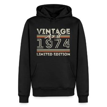 Avril 1974, Né en avril 1974 - 51e anniversaire - Sweat à capuche Premium bio Homme - noir - Devant - Nico (187cm)