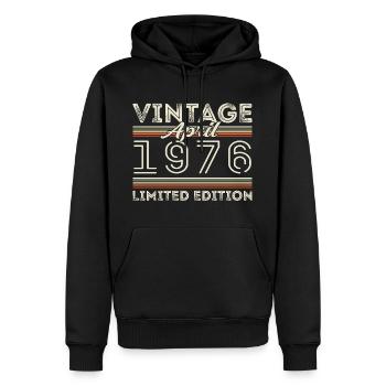 Avril 1976, Né en avril 1976 - 49e anniversaire - Sweat à capuche Premium bio Homme - noir - Devant - Nico (187cm)