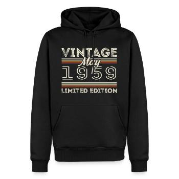 Mai 1959 Anniversaire 1959, Légendaire depuis mai 1959 - Sweat à capuche Premium bio Homme - noir - Devant - Nico (187cm)