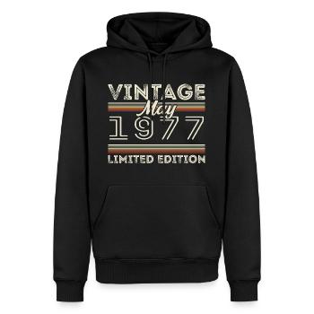 Mai 1977 Anniversaire 1977, Légendaire depuis mai 1977 - Sweat à capuche Premium bio Homme - noir - Devant - Nico (187cm)