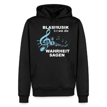 La musique en laiton est comme dire la vérité! - Cadeau - Sweat à capuche Premium bio Homme - noir - Devant - Nico (187cm)