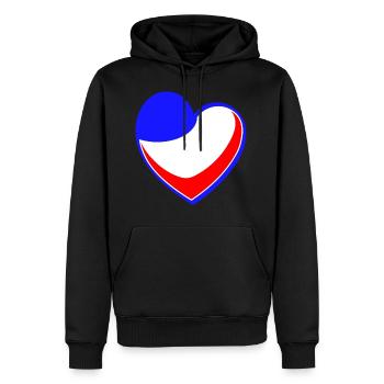 France Coeur - Sweat à capuche Premium bio Homme - noir - Devant - Nico (187cm)