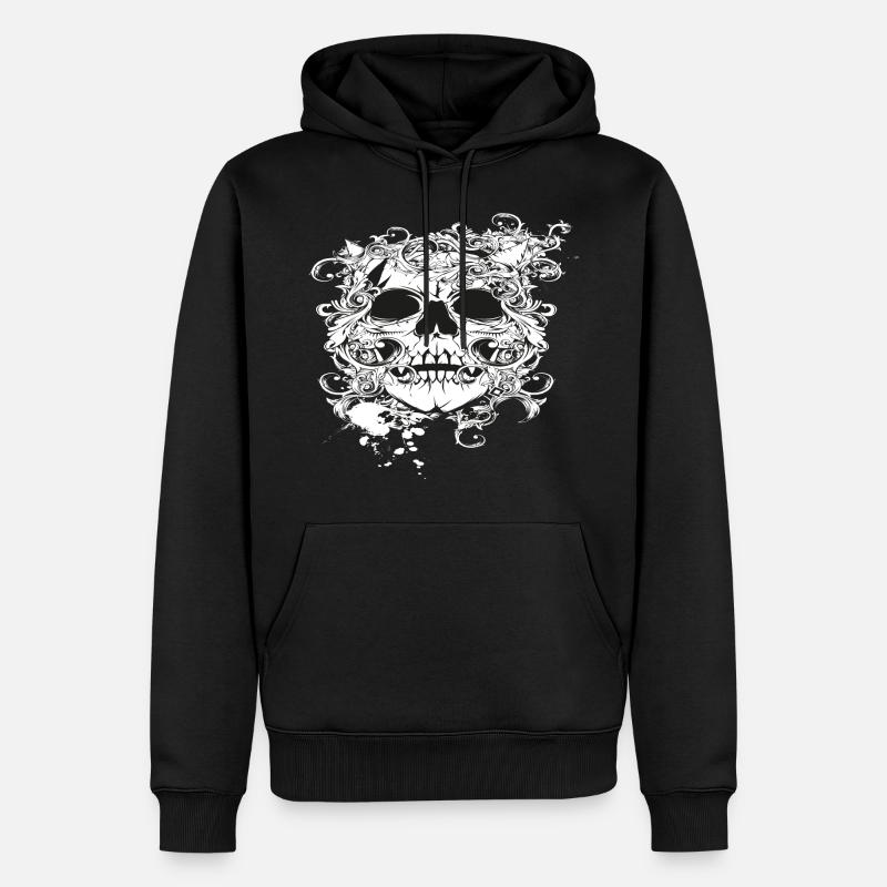 skull whait - Sweat à capuche Premium bio Homme - noir