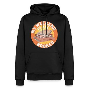 Book Nerd My Weekend is all Booked - Männer Premium Bio Hoodie - Schwarz - Vorne - Nico (187cm)