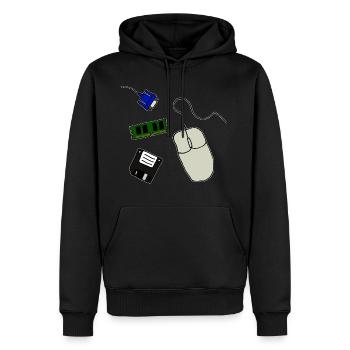Ordinateur rétro - Sweat à capuche Premium bio Homme - noir - Devant - Nico (187cm)