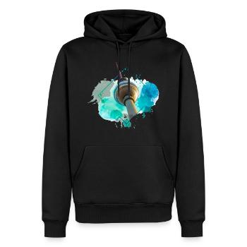 Berlin Allemagne City Skyline Splash Coloré - Sweat à capuche Premium bio Homme - noir - Devant - Nico (187cm)