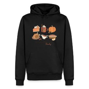 Thanksgiving Dinde Tarte à la citrouille Retro Vintage - Sweat à capuche Premium bio Homme - noir - Devant - Nico (187cm)