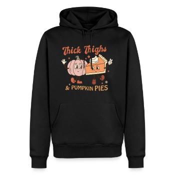 Cuisses épaisses de Thanksgiving et tartes à la citrouille - Sweat à capuche Premium bio Homme - noir - Devant - Nico (187cm)