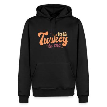 Thanksgiving parle-moi de dinde - Sweat à capuche Premium bio Homme - noir - Devant - Nico (187cm)