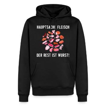 Hauptsache Fleisch - Männer Premium Bio Hoodie - Schwarz - Vorne - Nico (187cm)