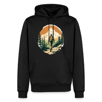 Hiking, Mountains, Nature, Outdoor, Hiking, Gift - Men’s Premium Organic Hoodie - black - Front - Nico (187cm)