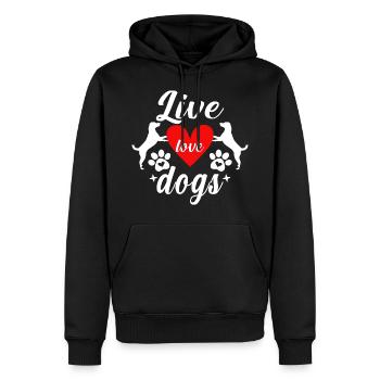 Vie Amour Chiens - Sweat à capuche Premium bio Homme - noir - Devant - Nico (187cm)