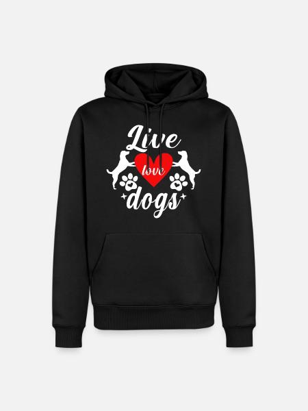 Leben Liebe Hunde - Männer Premium Bio Hoodie - Schwarz