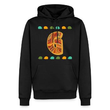 igel e 22 g - Männer Premium Bio Hoodie - Schwarz - Vorne - Nico (187cm)
