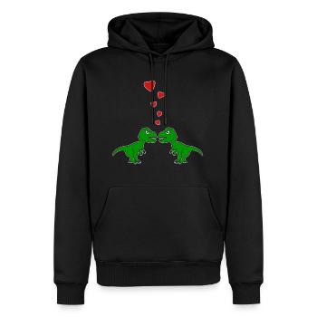Tyrannosaurus TRex Liebespaar Liebe - Männer Premium Bio Hoodie - Schwarz - Vorne - Nico (187cm)