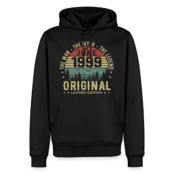 1999 Juin 1999 Anniversaire Juin 1999 Juin Cadeau - Sweat à capuche Premium bio Homme - noir - Devant - Nico (187cm)