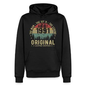 Legend Since Aug 1991 Birthday Gift 1991 - Men’s Premium Organic Hoodie - black - Front - Nico (187cm)