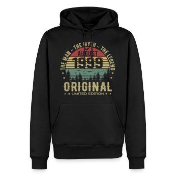 Légende Depuis Août 1999 Cadeau Anniversaire 1999 - Sweat à capuche Premium bio Homme - noir - Devant - Nico (187cm)