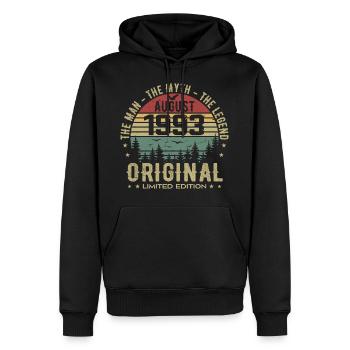 Legend Since Aug 1993 Birthday Gift 1993 - Men’s Premium Organic Hoodie - black - Front - Nico (187cm)