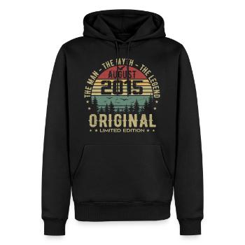 Légende Depuis Août 2015 Cadeau Anniversaire 2015 - Sweat à capuche Premium bio Homme - noir - Devant - Nico (187cm)