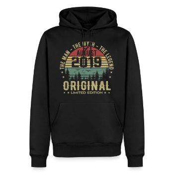 Légende Depuis Août 2019 Cadeau Anniversaire 2019 - Sweat à capuche Premium bio Homme - noir - Devant - Nico (187cm)
