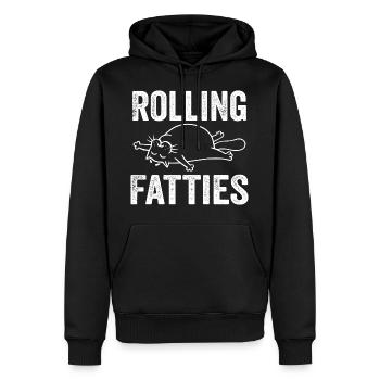 Rolling Fatties Cat Funny Fat Kitten Cat Lover - Sweat à capuche Premium bio Homme - noir - Devant - Nico (187cm)
