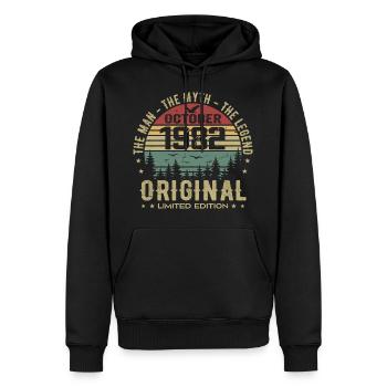 Homme Cadeau D'anniversaire 1982 Octobre 1982 - Sweat à capuche Premium bio Homme - noir - Devant - Nico (187cm)