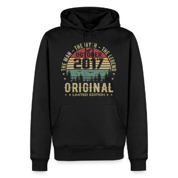 Homme Cadeau D'anniversaire 2017 Octobre 2017 - Sweat à capuche Premium bio Homme - noir - Devant - Nico (187cm)
