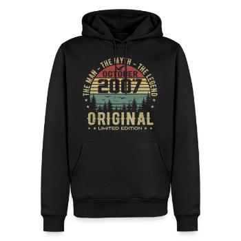 Man Birthday Gift 2007 October 2007 - Men’s Premium Organic Hoodie - black - Front - Nico (187cm)