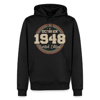 Born in October 1948 Retro Birthday October 1948 - Men’s Premium Organic Hoodie - black - Front - Nico (187cm)