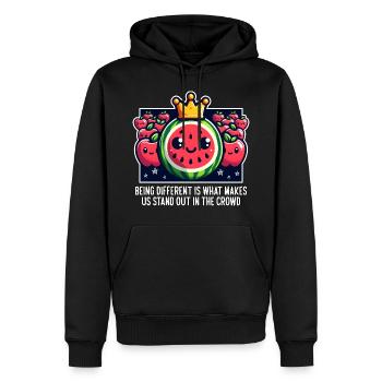 BEING DIFFERENT IS WHAT MAKES US STAND OUT - Men’s Premium Organic Hoodie - black - Front - Nico (187cm)