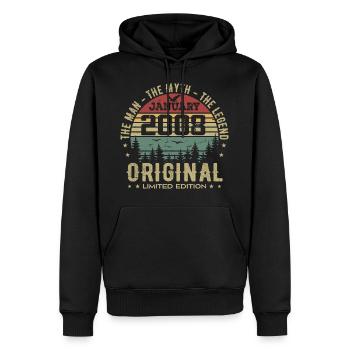17 Jahre altes Geburtstagsgeschenk, geboren im Januar 2008 - Männer Premium Bio Hoodie - Schwarz - Vorne - Nico (187cm)