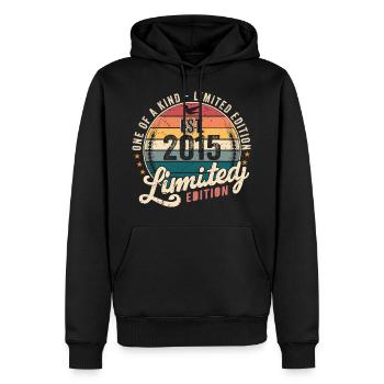 Geburtstagsgeschenk 2015 Jahrgang 2015 Retro 2015 - Männer Premium Bio Hoodie - Schwarz - Vorne - Nico (187cm)