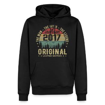 8 Year Old Birthday Gift, Born In January 2017 - Men’s Premium Organic Hoodie - black - Front - Nico (187cm)
