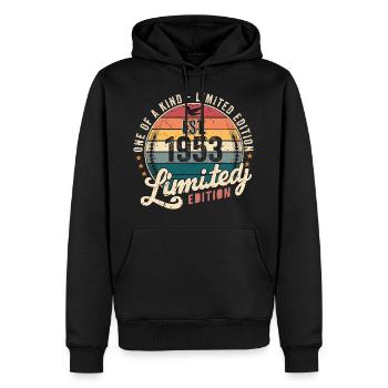 Geburtstagsgeschenk 1953 Jahrgang 1953 Retro 1953 - Männer Premium Bio Hoodie - Schwarz - Vorne - Nico (187cm)