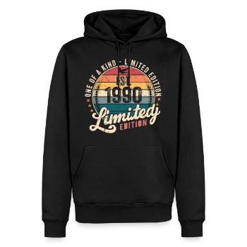 Geburtstagsgeschenk 1990 Jahrgang 1990 Retro 1990 - Männer Premium Bio Hoodie - Schwarz - Vorne - Nico (187cm)
