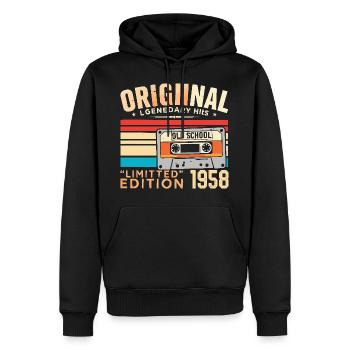Original 1958, legendär seit 1958 Jahrgang 1958 - Männer Premium Bio Hoodie - Schwarz - Vorne - Nico (187cm)