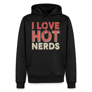 I Love Hot Nerds 20 - Männer Premium Bio Hoodie - Schwarz - Vorne - Nico (187cm)