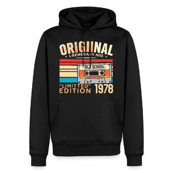 Original 1978, legendär seit 1978 Jahrgang 1978 - Männer Premium Bio Hoodie - Schwarz - Vorne - Nico (187cm)
