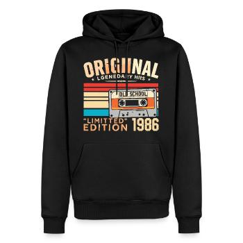 Original 1986, Legendär seit 1986 Jahrgang 1986 - Männer Premium Bio Hoodie - Schwarz - Vorne - Nico (187cm)