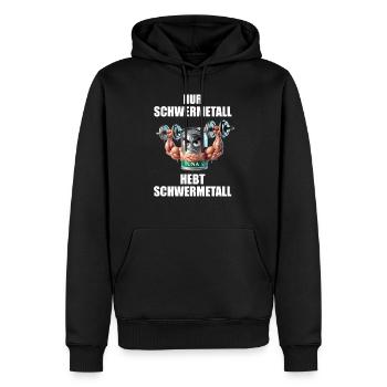 nur schwermetall hebt fitness funny lustiger spruc - Männer Premium Bio Hoodie - Schwarz - Vorne - Nico (187cm)
