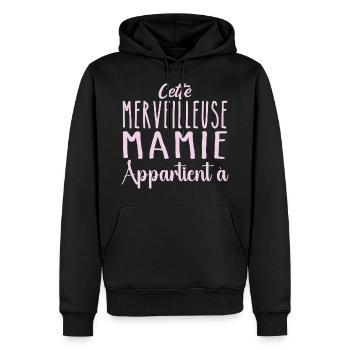 Cette merveilleuse mamie appartient à personnalisé - Sweat à capuche Premium bio Homme - noir - Devant - Nico (187cm)