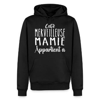 Cette merveilleuse mamie appartient à personnalisé - Sweat à capuche Premium bio Homme - noir - Devant - Nico (187cm)