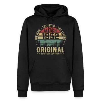 Geschenk zum 73. Jubiläum Original März 1952 - Männer Premium Bio Hoodie - Schwarz - Vorne - Nico (187cm)