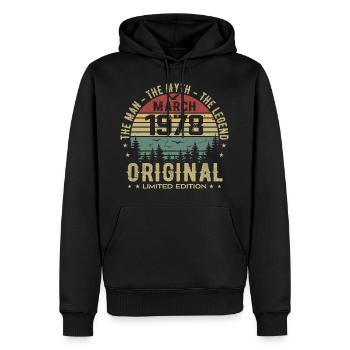 Geschenk zum 47-jährigen Jubiläum Original März 1978 - Männer Premium Bio Hoodie - Schwarz - Vorne - Nico (187cm)