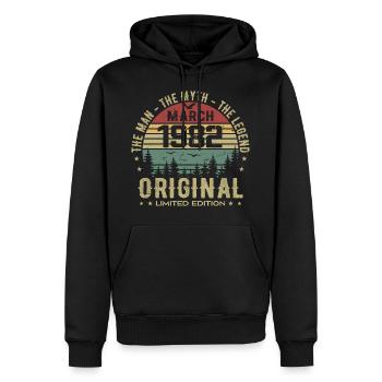 Geschenk zum 43. Jubiläum Original März 1982 - Männer Premium Bio Hoodie - Schwarz - Vorne - Nico (187cm)