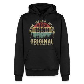 Gift for the 27th Anniversary Original March 1998 - Men’s Premium Organic Hoodie - black - Front - Nico (187cm)