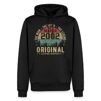 Gift for the 23rd Anniversary Original March 2002 - Men’s Premium Organic Hoodie - black - Front - Nico (187cm)