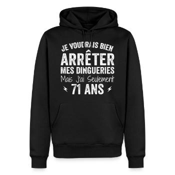 Geschenk zum 71. Geburtstag Lustig 71 Jahre - Männer Premium Bio Hoodie - Schwarz - Vorne - Nico (187cm)